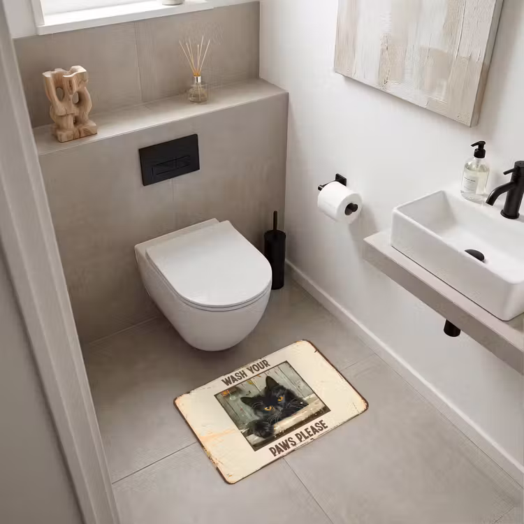WC Mat - Vintage - Kat - Quotes - Wash your paws please - Spreuken — 6