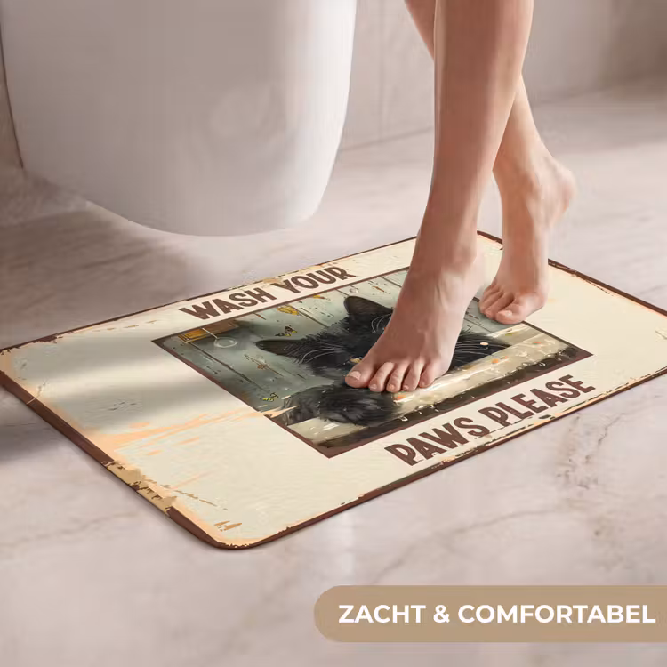 WC Mat - Vintage - Kat - Quotes - Wash your paws please - Spreuken — 7