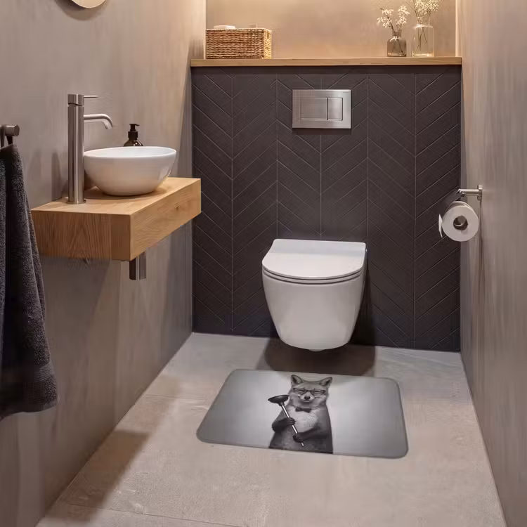WC Mat - Vos - WC-ontstopper - Zwart - Wit — 2