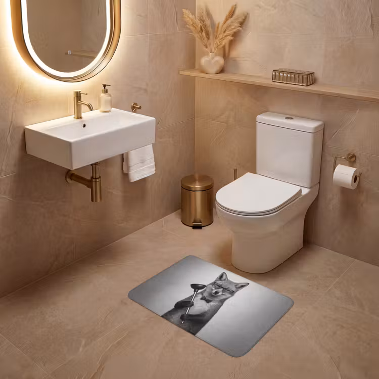 WC Mat - Vos - WC-ontstopper - Zwart - Wit — 4