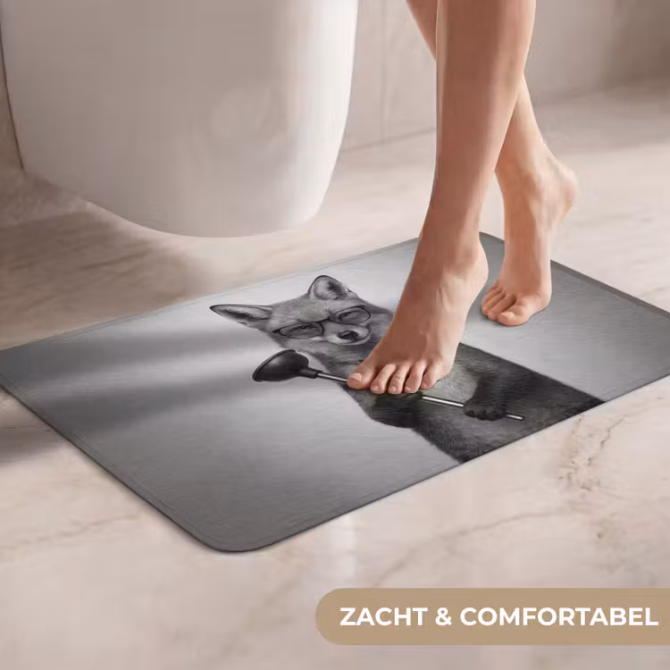 WC Mat - Vos - WC-ontstopper - Zwart - Wit — 7
