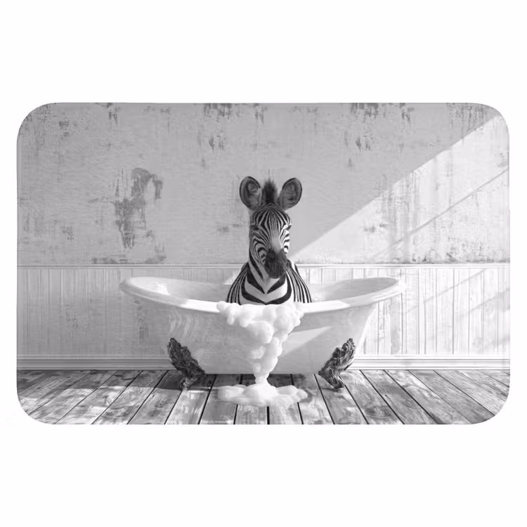 WC Mat - Zebra - Wilde dieren - Vintage - Zwart - Wit — 1