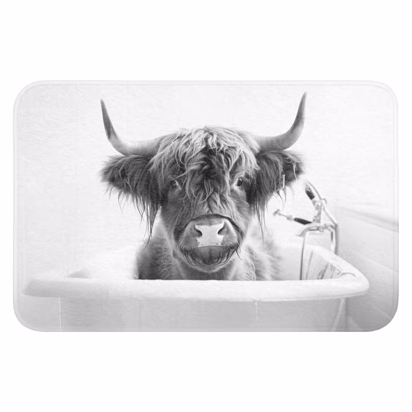 WC Mat - Schotse Hooglander - Koe - Bad - Zwart wit — 1