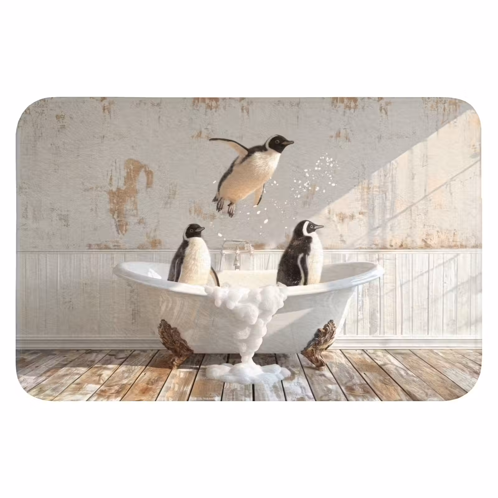 WC Mat - Vintage - Pinguïn - Badkuip - Schuim — 1