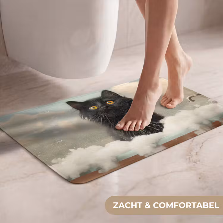 WC Mat - Kat - Bad - Zwart - Dieren - Schuim — 7