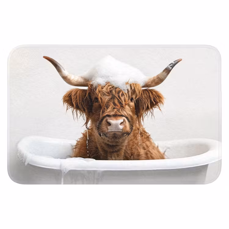 WC Mat - Schotse Hooglander - Bad - Koe - Dieren - Schuim — 1