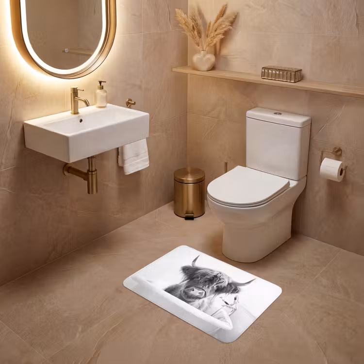 WC Mat - Schotse Hooglander - Koe - Bad - Zwart wit — 4