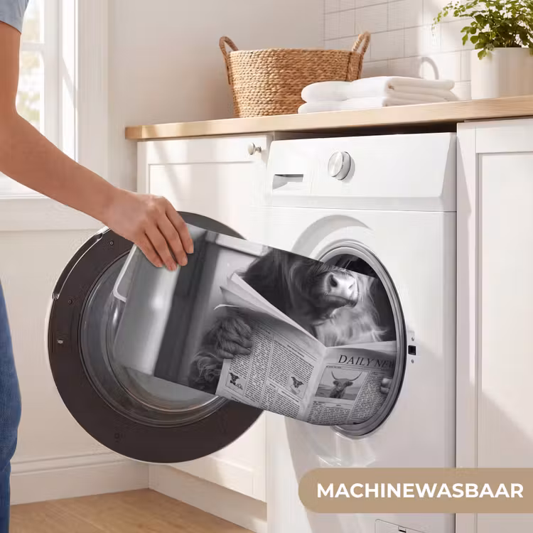 WC Mat - Schotse hooglander - Koe - Krant - WC - Zwart wit — 5