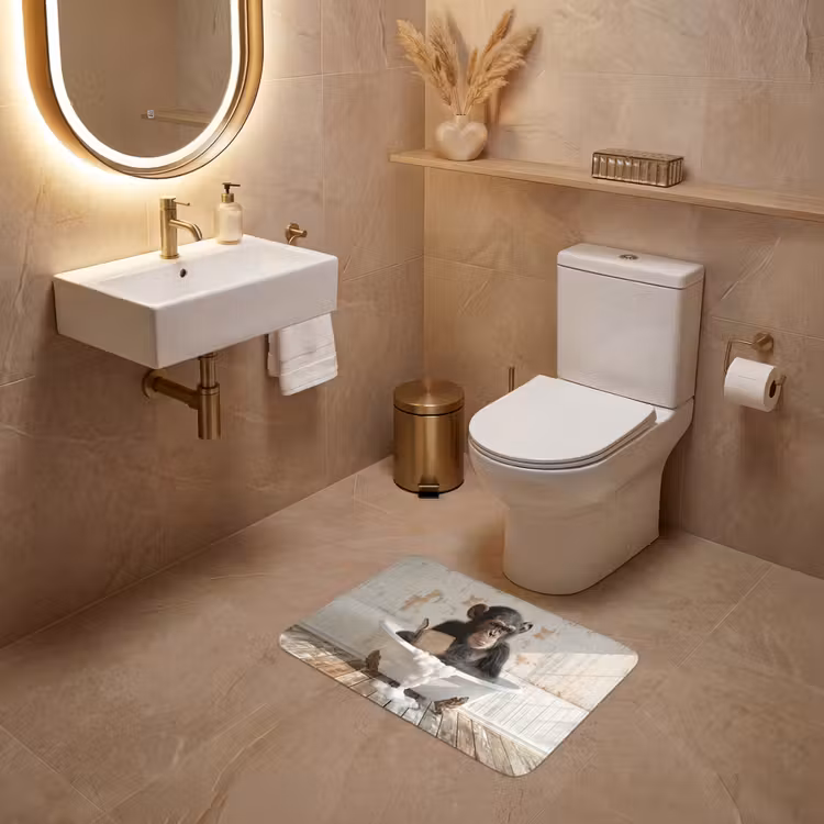 WC Mat - Vintage - Aap - Badkuip - Schuim - Dier — 4