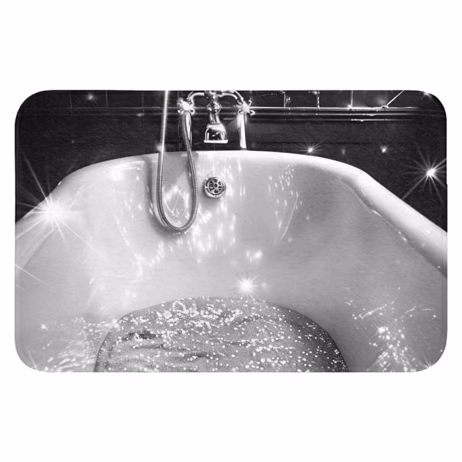 WC Mat - Badkuip - Glitters - Zwart wit - Badkamer — 1