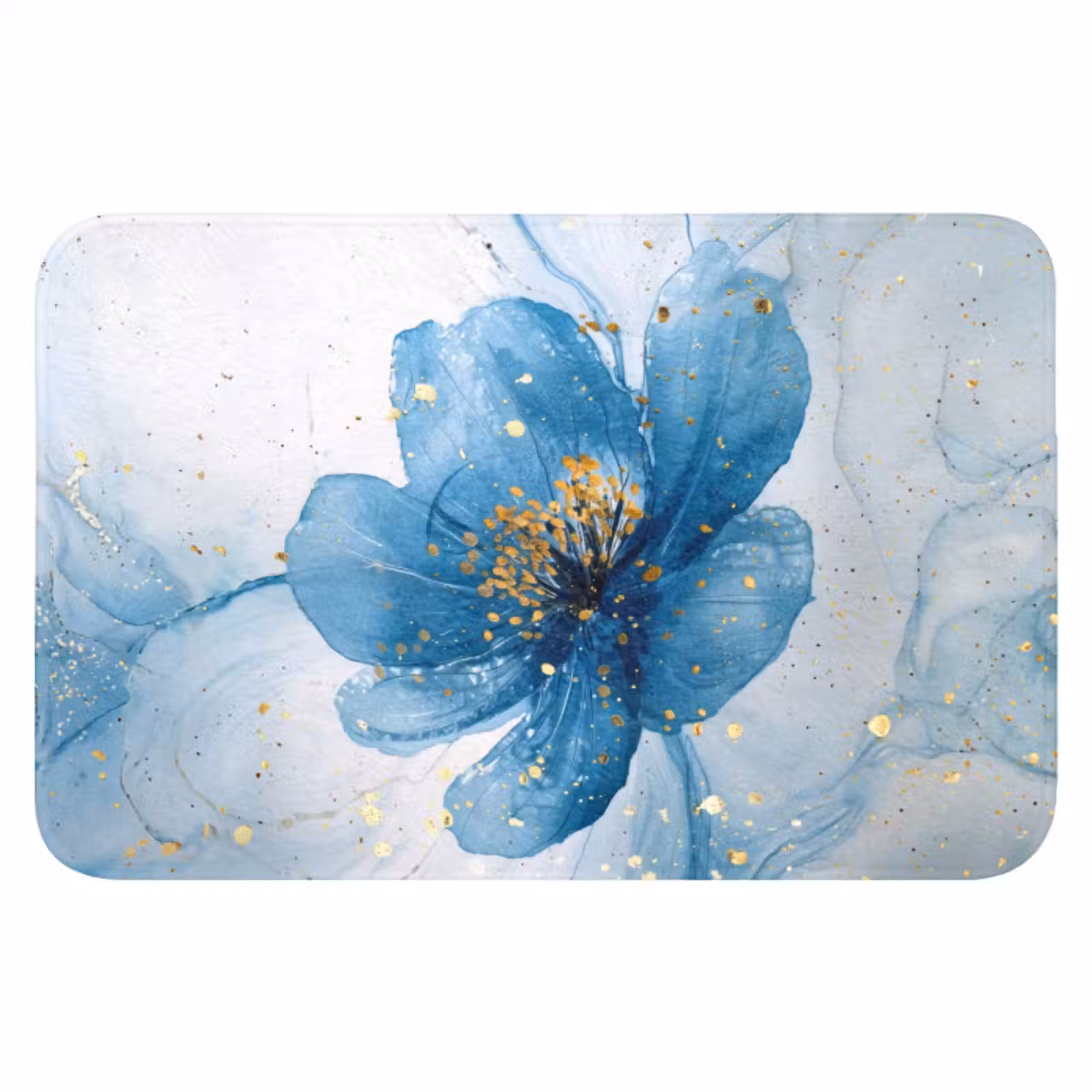 WC Mat - Bloemen - Blauw - Goud - Watercolor - Modern — 1