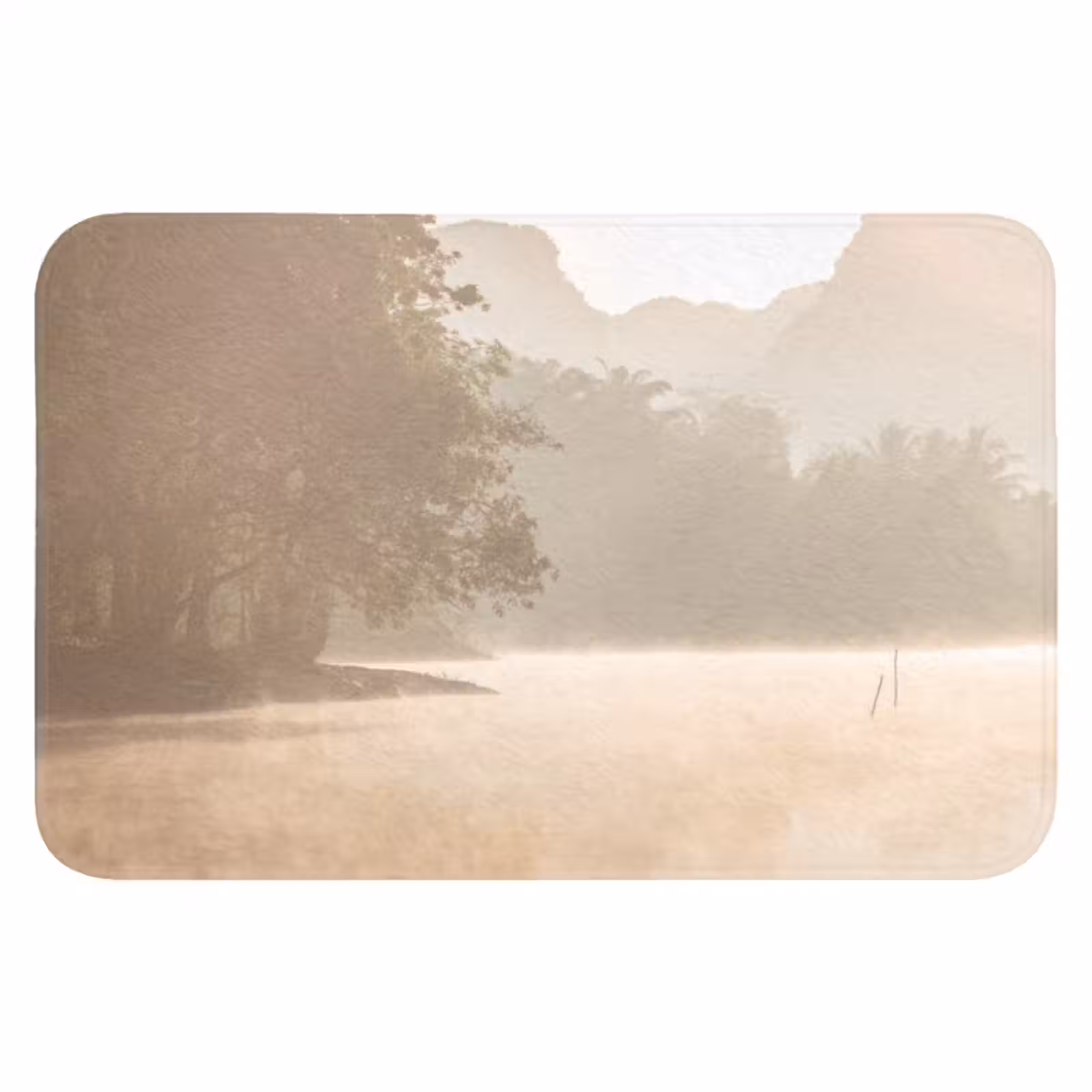 WC Mat - Landschap - Bos - Water - Mist - Beige — 1