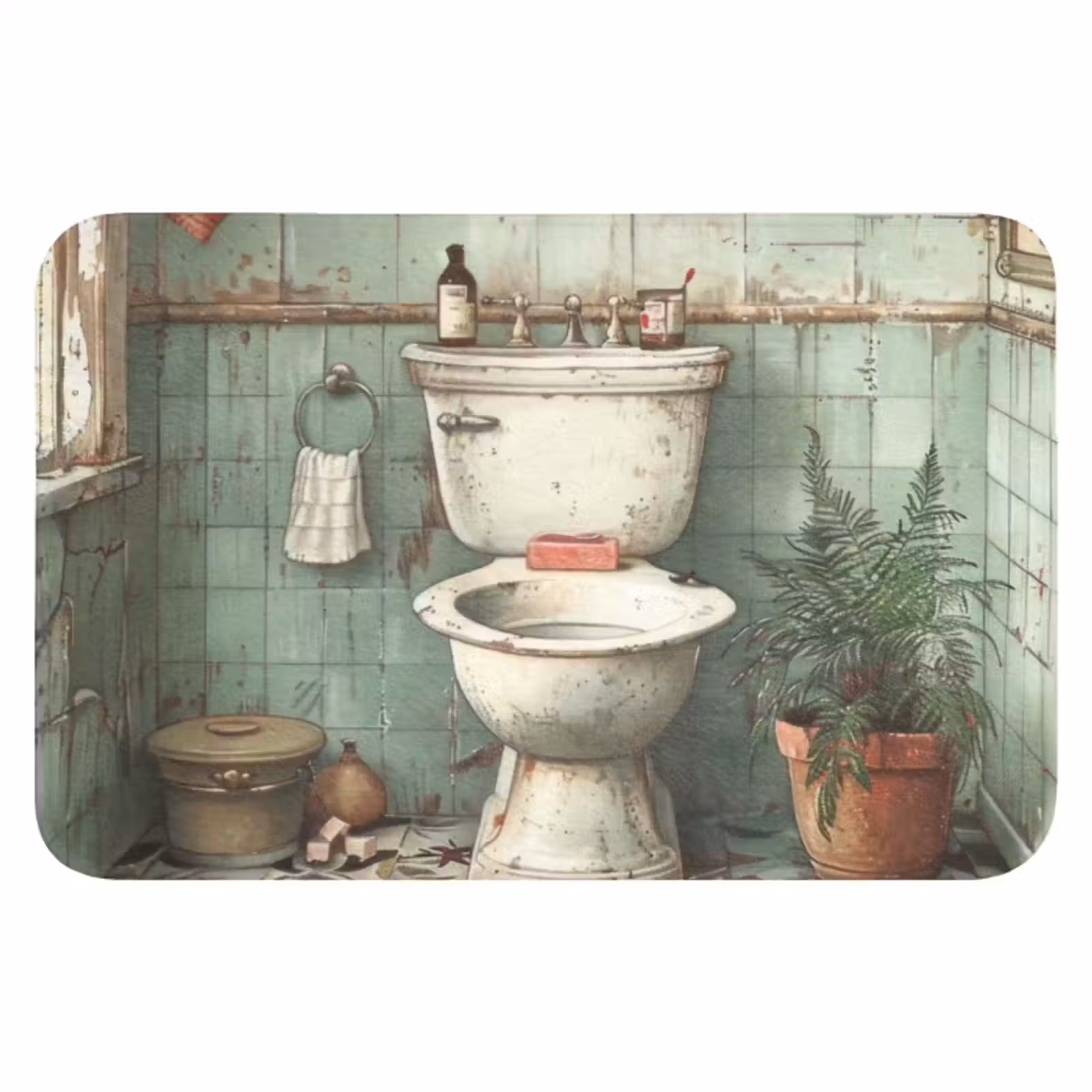 WC Mat - Vintage - Toilet - Illustratie — 1