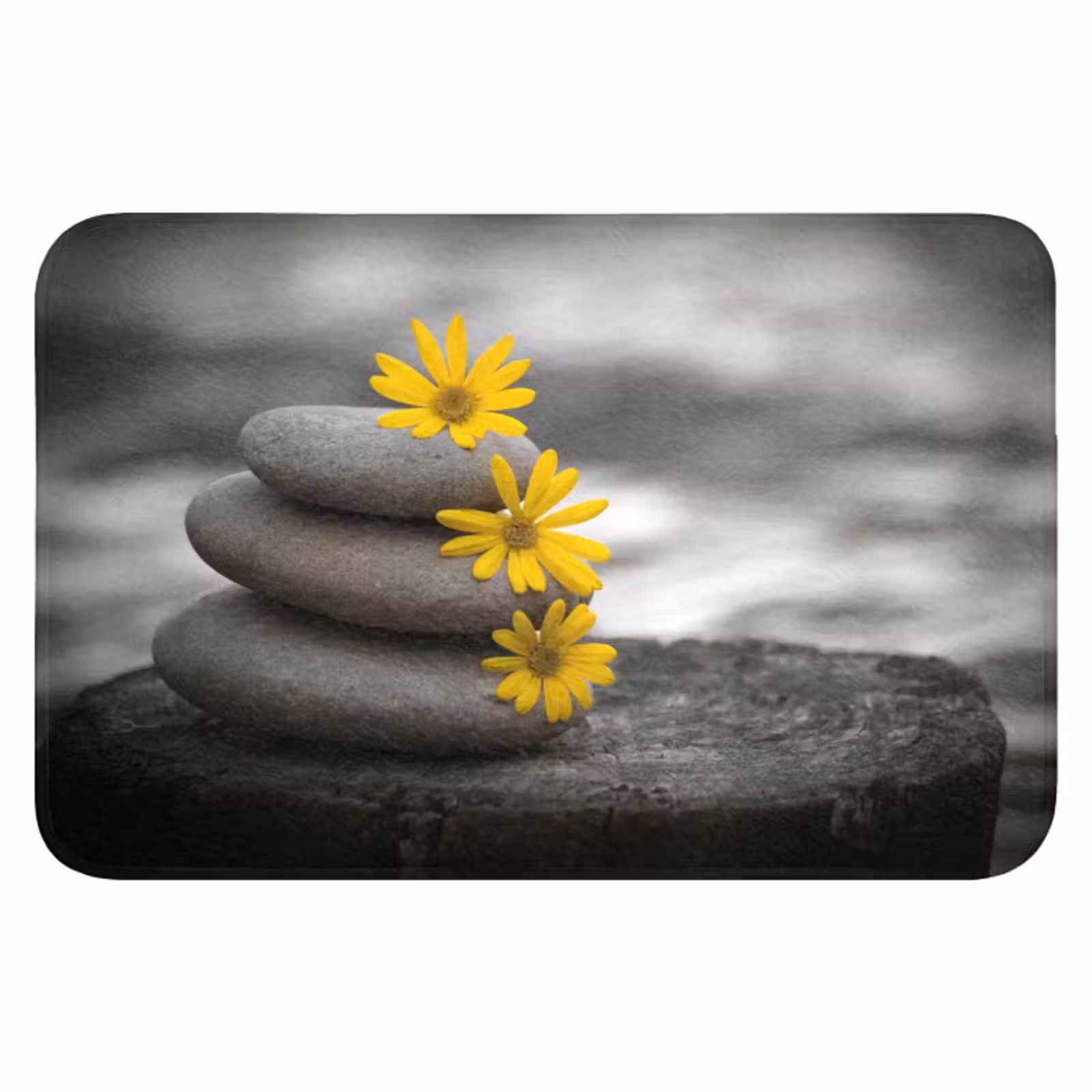 WC Mat - Zen stenen - Bloemen - Geel - Natuur — 1