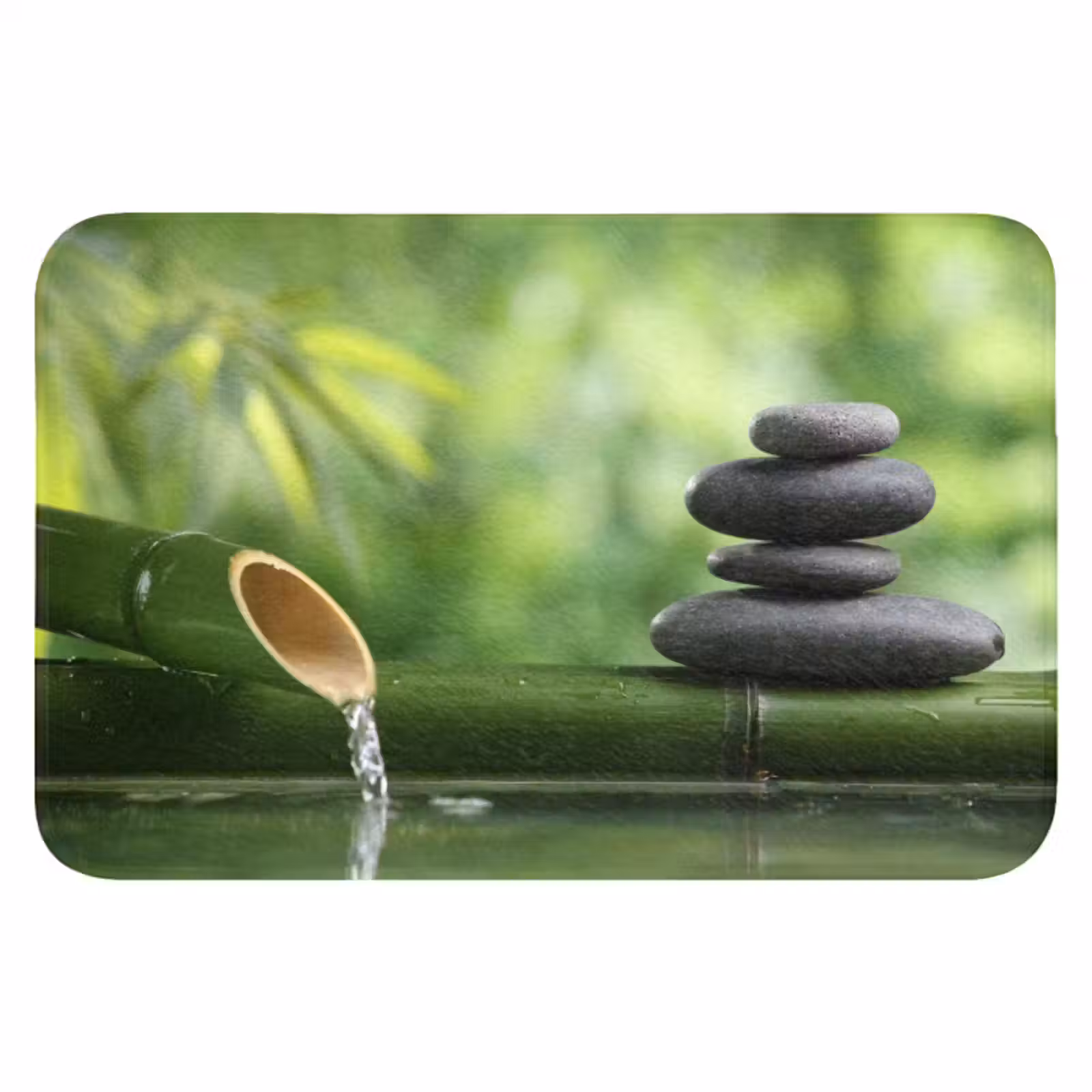 WC Mat - Zen - Stenen - Groen - Natuur - Bamboe — 1
