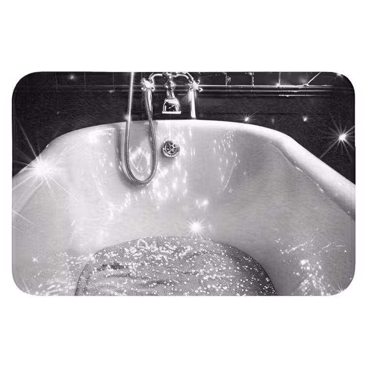 WC Mat - Badkuip - Glitters - Zwart wit - Badkamer — 1