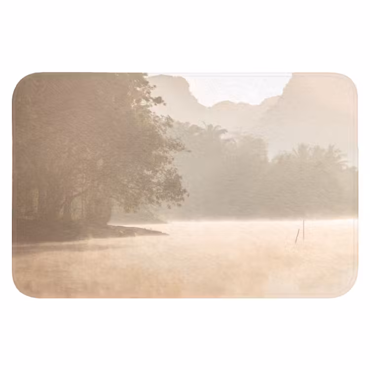 WC Mat - Landschap - Bos - Water - Mist - Beige — 1