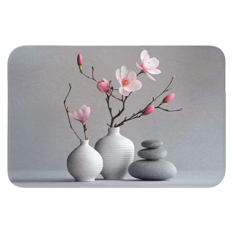 WC Mat - Magnolia - Bloemen - Roze - Zen stenen — 1