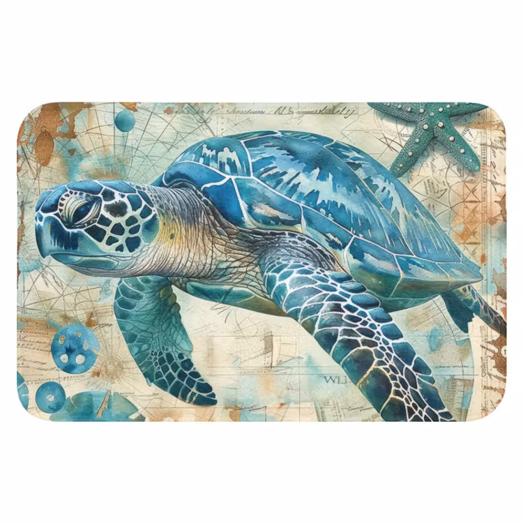 WC Mat - Vintage - Schildpad - Zeedieren - Watercolor — 1