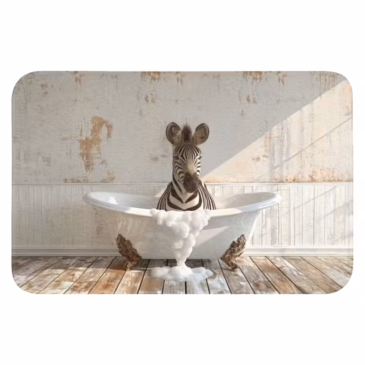 WC Mat - Vintage - Zebra - Wilde dieren - Badkuip — 1