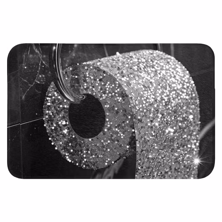 WC Mat - WC - Toilet papier - Zwart wit - Glitters — 1