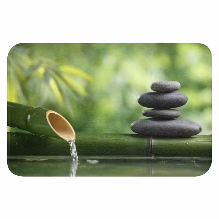 WC Mat - Zen - Stenen - Groen - Natuur - Bamboe — 1