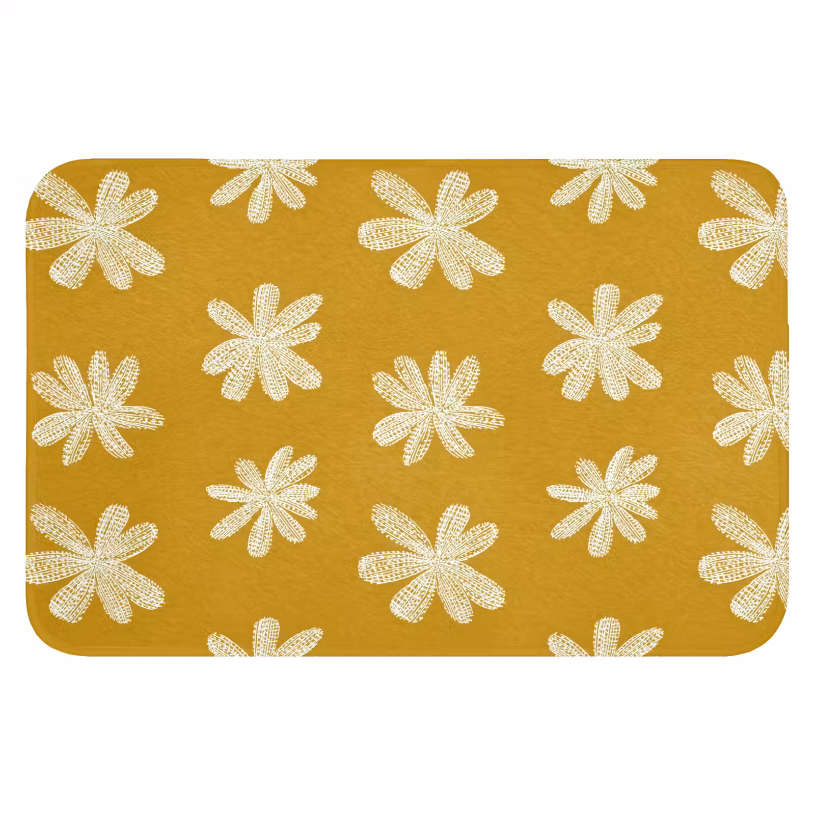 WC Mat - Bloem - Speels - Okergeel — 1