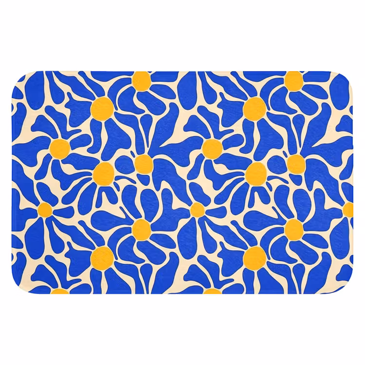 WC Mat - Abstract - Bloem - Blauw — 1