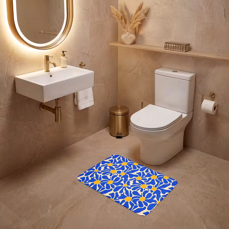 WC Mat - Abstract - Bloem - Blauw — 4