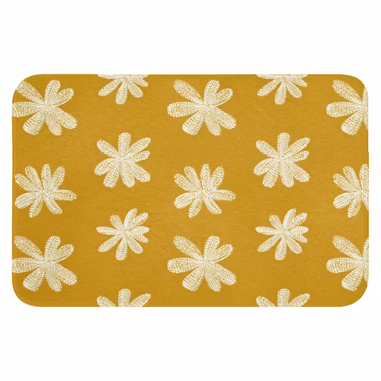 WC Mat - Bloem - Speels - Okergeel — 1