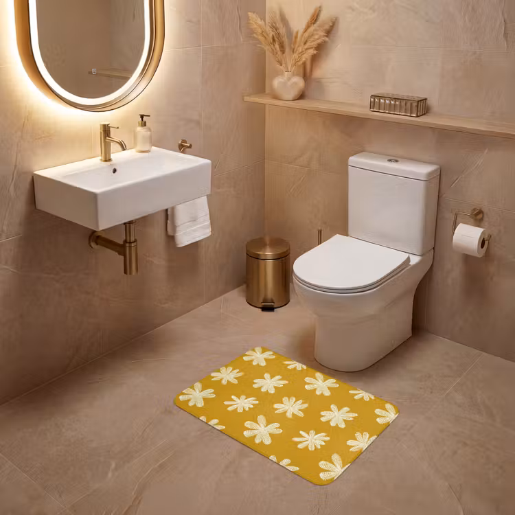 WC Mat - Bloem - Speels - Okergeel — 4