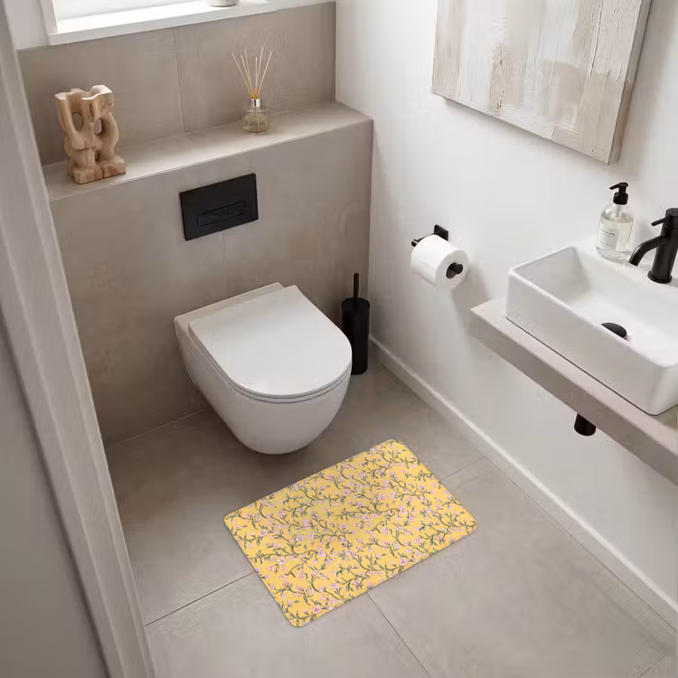 WC Mat - Bloemen - Motief - Geel — 6