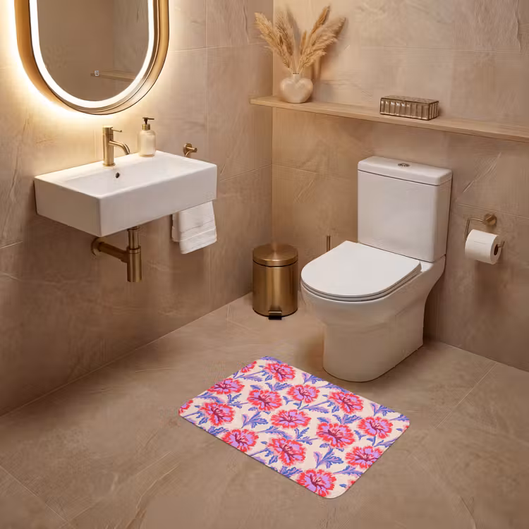 WC Mat - Bloemen - Patroon - Meerkleurig — 4