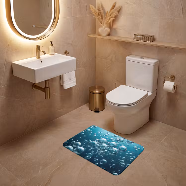 WC Mat - Luchtbellen - Dynamisch - Blauw — 4