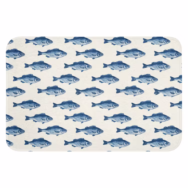 WC Mat - Vis - Patroon - Blauw — 1