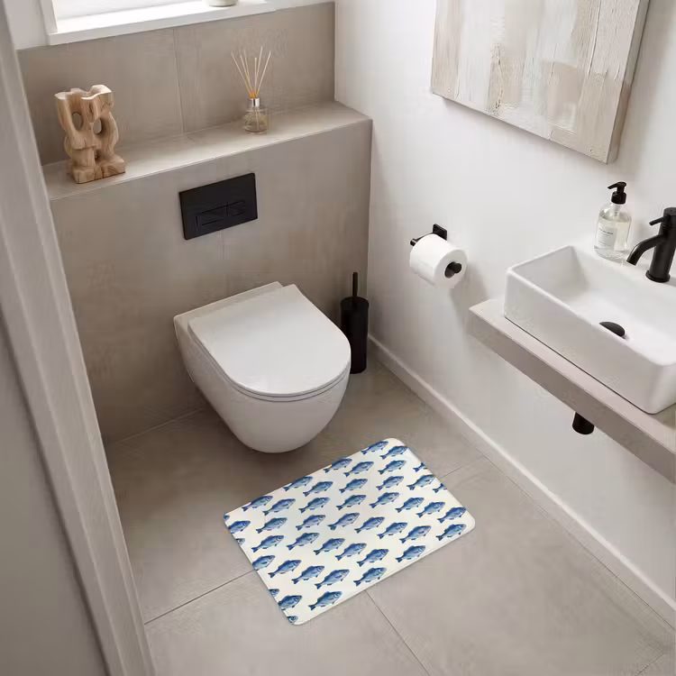 WC Mat - Vis - Patroon - Blauw — 6