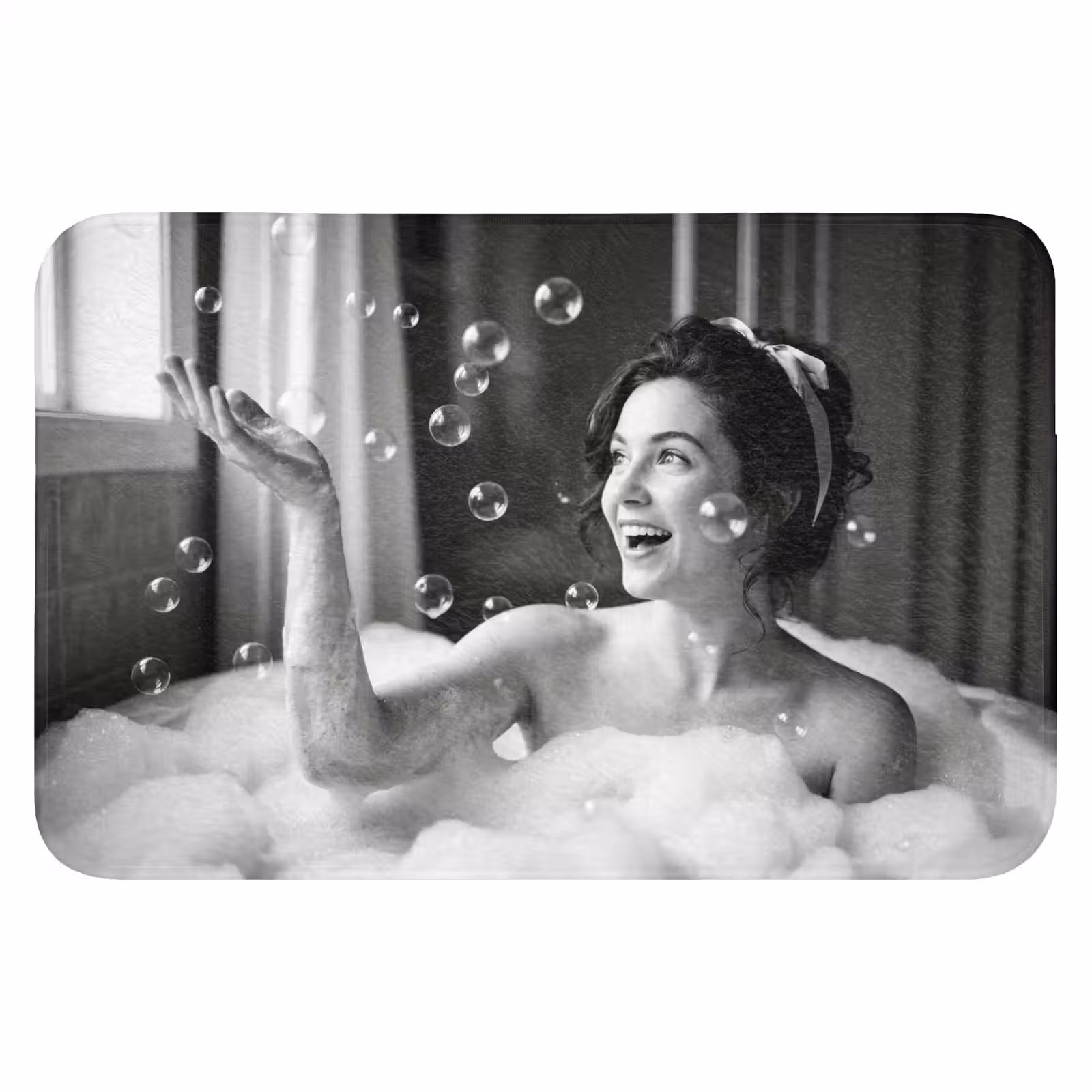 WC Mat - Bad - Bubbels - Zwart - Wit — 1