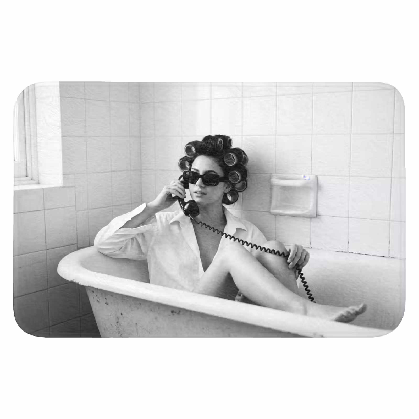 WC Mat - Bad - Vrouw - Zwart - Wit — 1