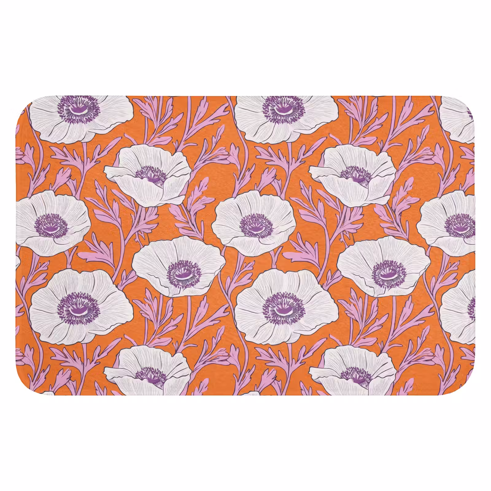 WC Mat - Bloemen - Grafisch - Oranje — 1