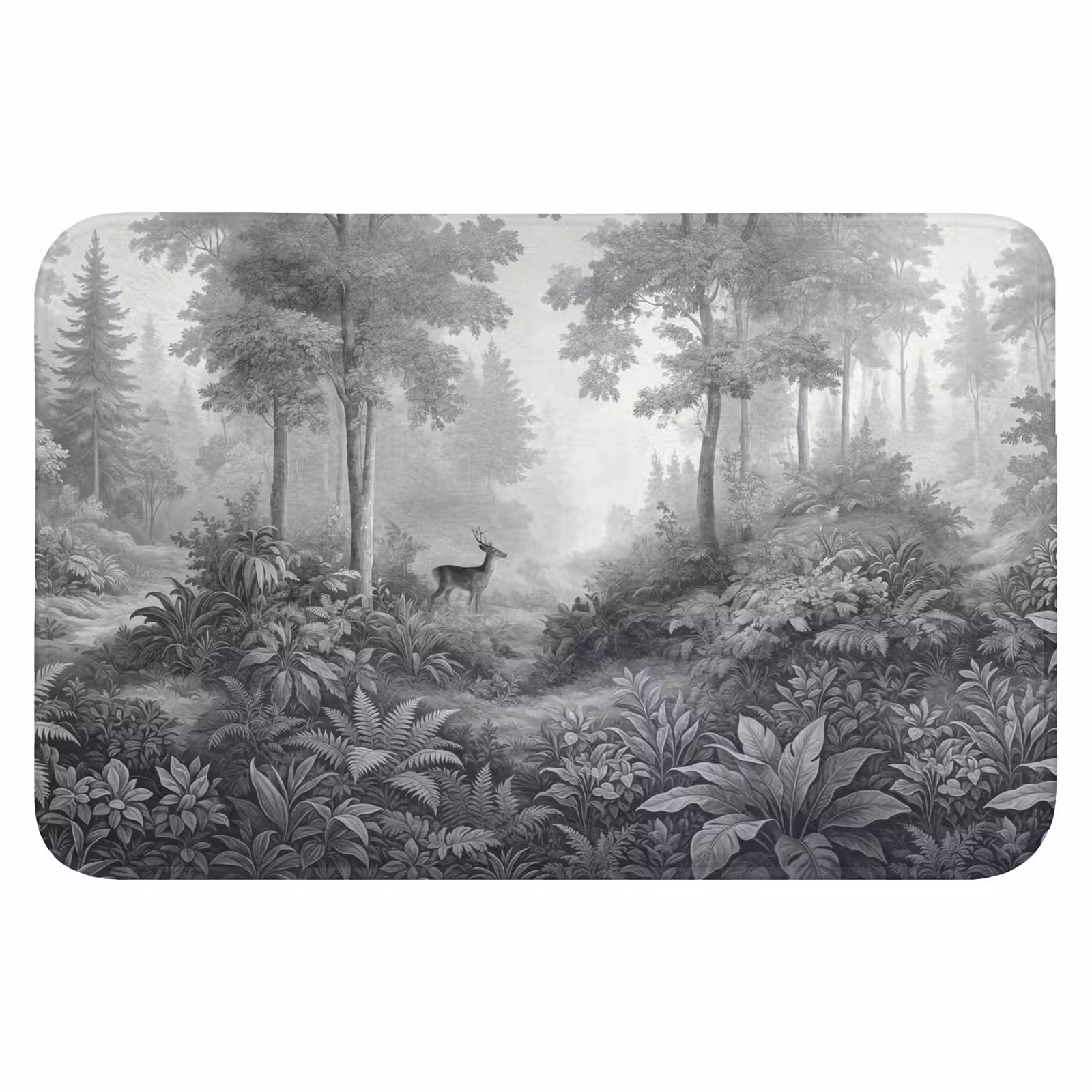 WC Mat - Bos - Hert - Zwart - Wit — 1