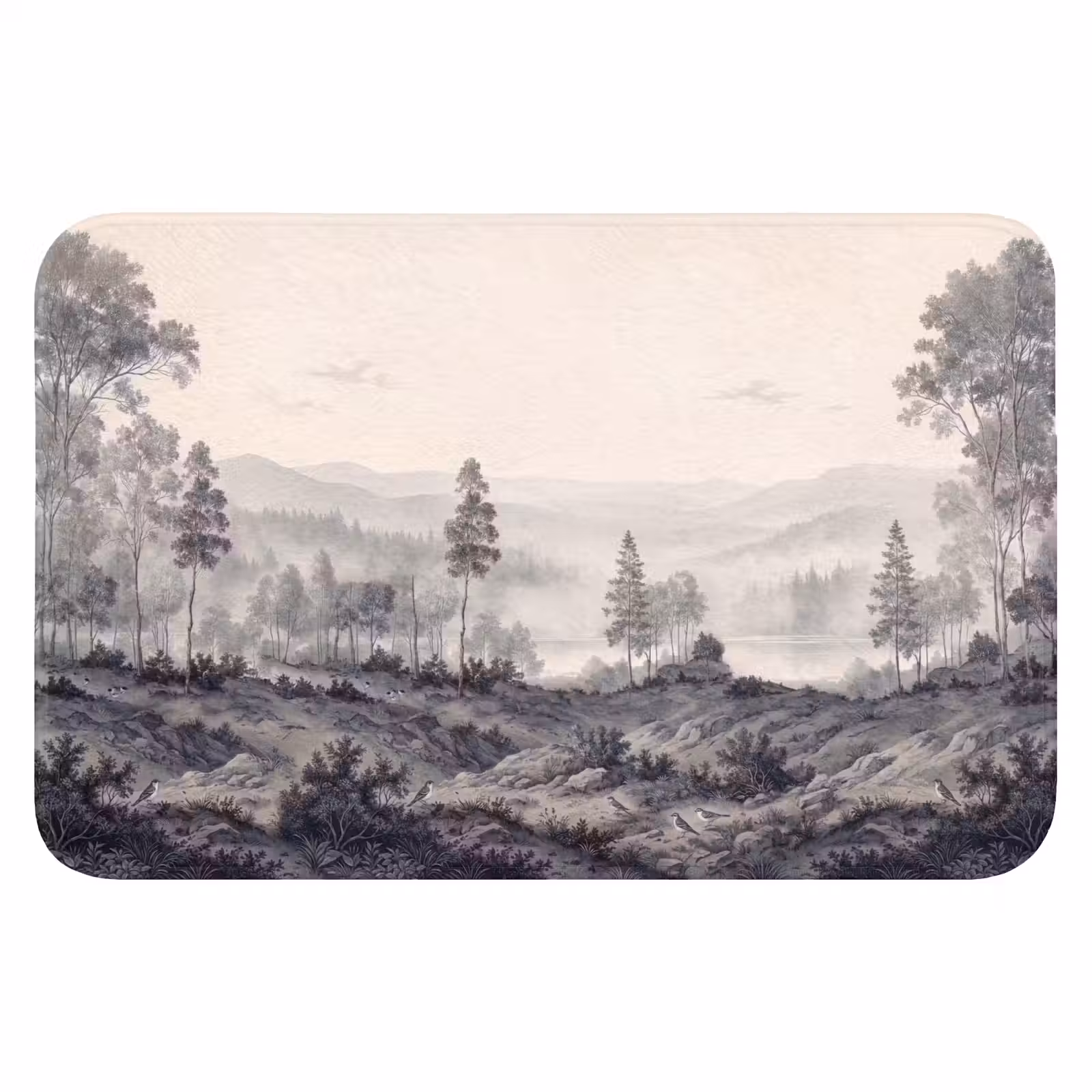 WC Mat - Mistig - Berglandschap - Illustratie — 1