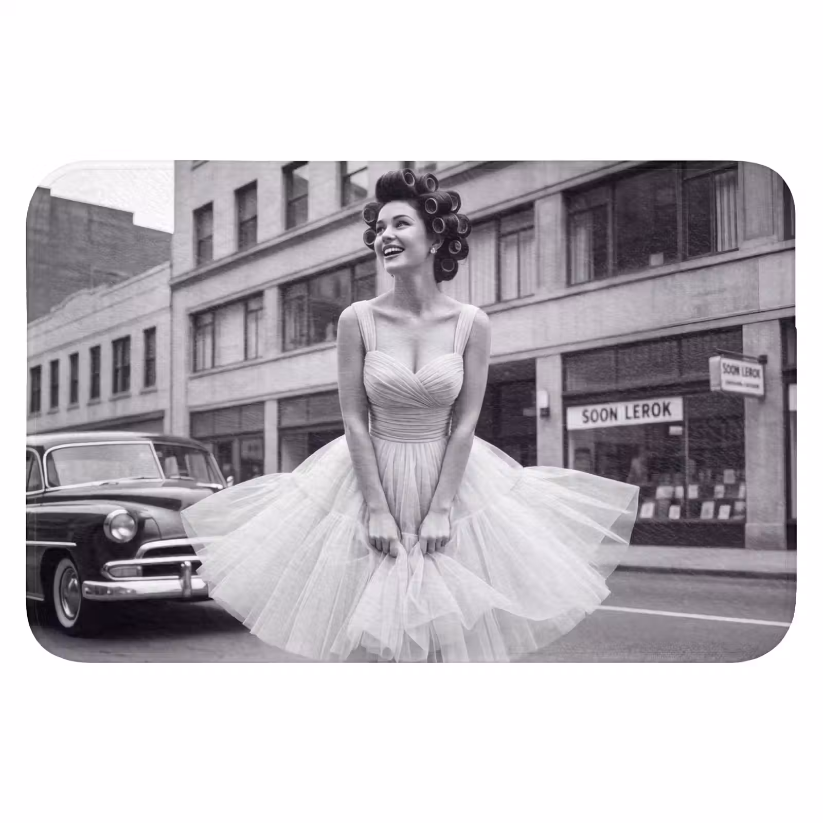 WC Mat - Retro - Vrouw - Zwart - Wit — 1