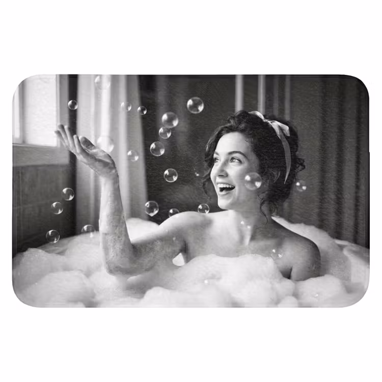 WC Mat - Bad - Bubbels - Zwart - Wit — 1