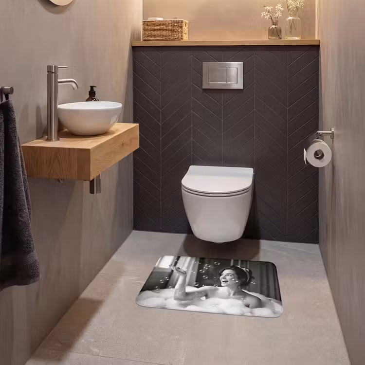 WC Mat - Bad - Bubbels - Zwart - Wit — 2