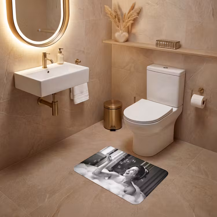 WC Mat - Bad - Bubbels - Zwart - Wit — 4