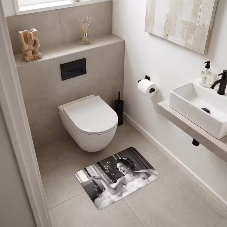 WC Mat - Bad - Bubbels - Zwart - Wit — 6