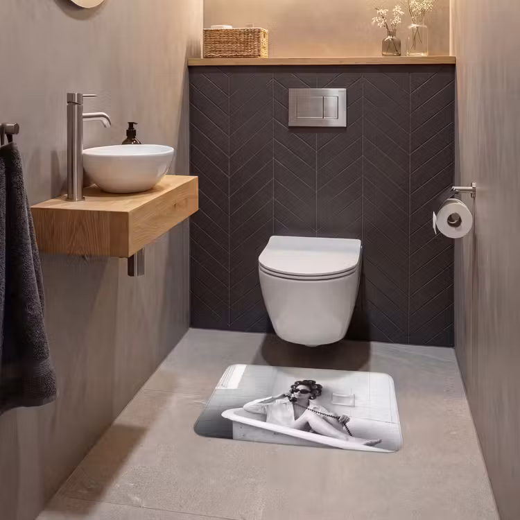 WC Mat - Bad - Vrouw - Zwart - Wit — 2