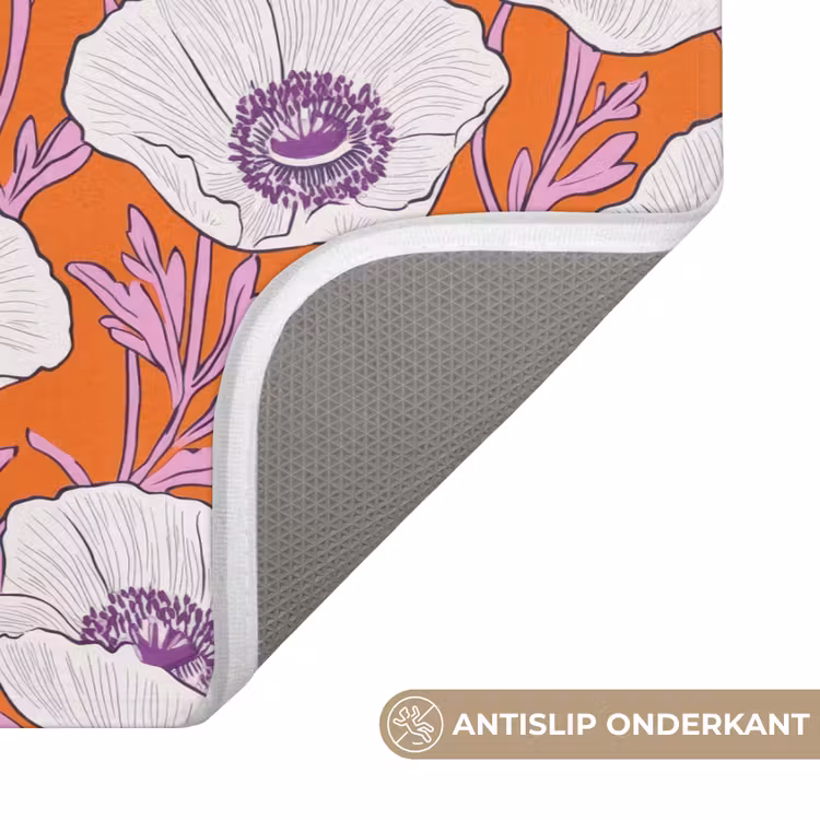 WC Mat - Bloemen - Grafisch - Oranje — 3
