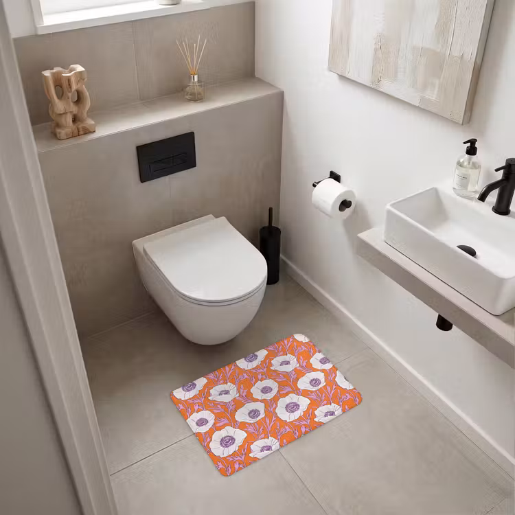 WC Mat - Bloemen - Grafisch - Oranje — 6