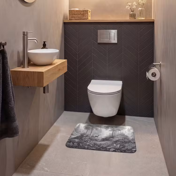 WC Mat - Bos - Hert - Zwart - Wit — 2